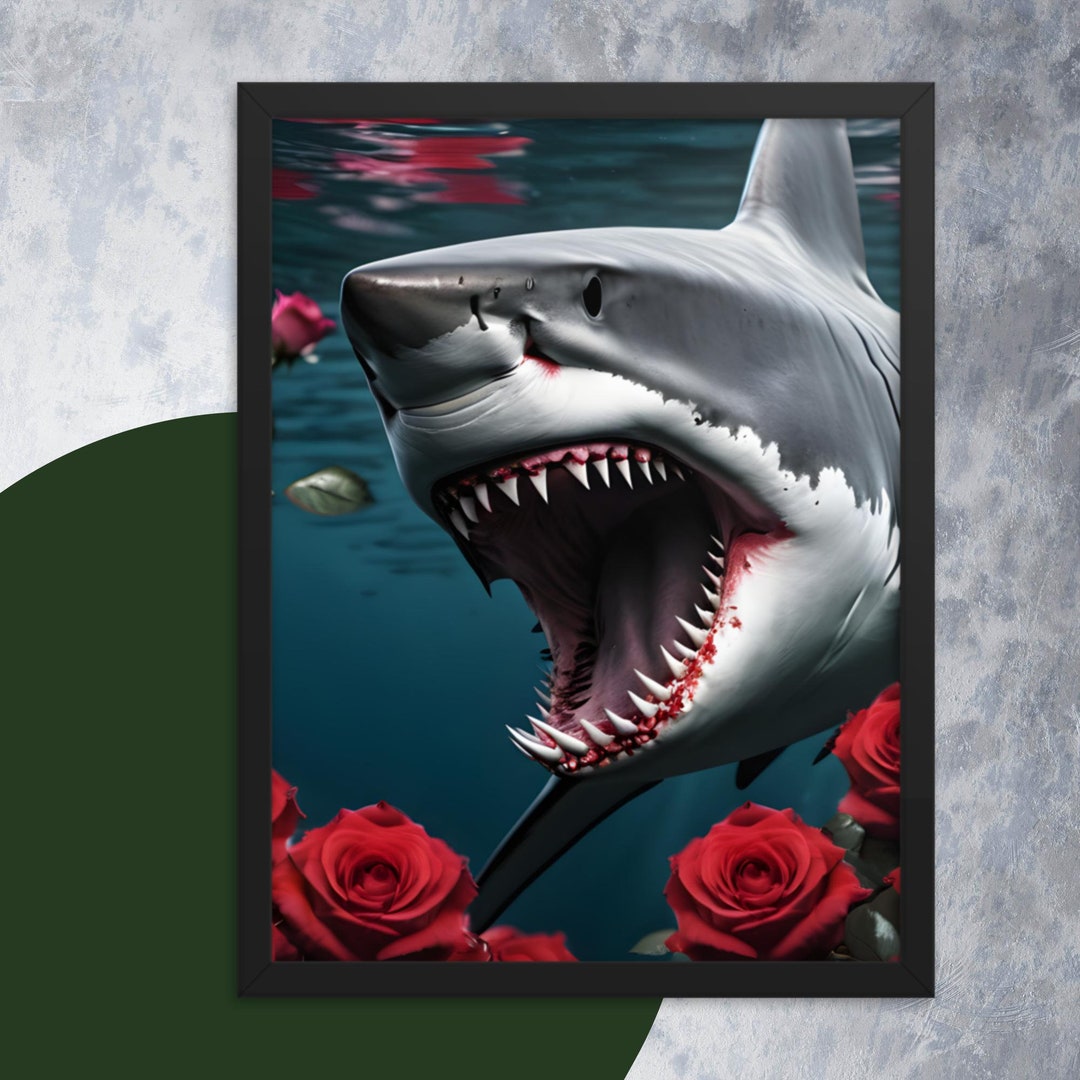 Red Eye Shark Art Framed Poster - Etsy
