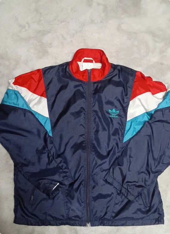 Veste adidas vintage  bleu blanc rouge femme homme