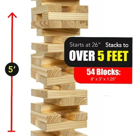 Giant Drinking Game, Wood Blocks, Giant Wood Block Game, Lifesize