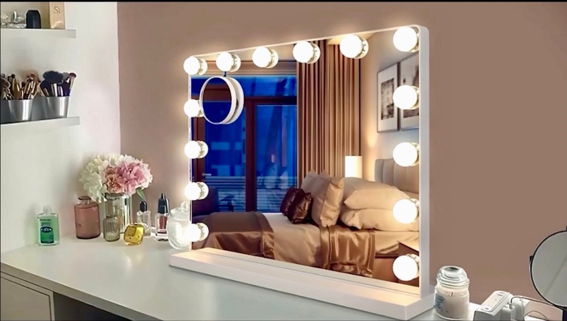 DAYU Hollywood-Stil Schminkspiegel Spiegel mit Beleuchtung, Schminkspiegel  mit 12 LED dimmbare …
