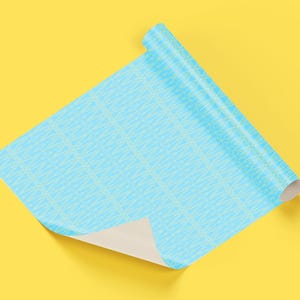 Papier do pakowania inspirowany geometrycznym stylem ludowym | Opakowanie na prezenty na urodziny/wiosnę/święta wielkanocne | Błękitny i złoty