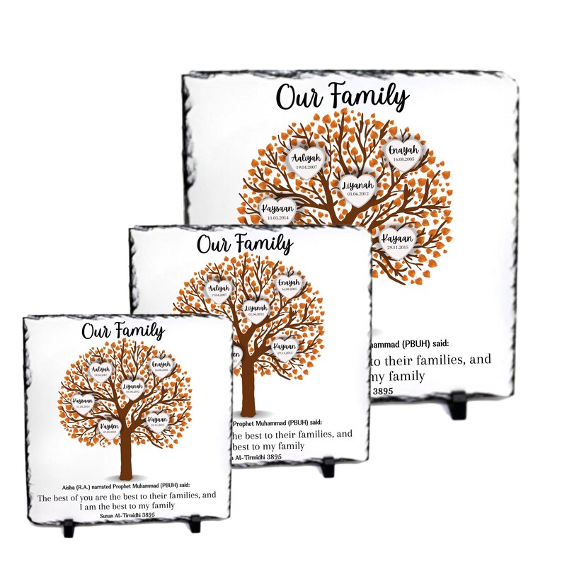 Personalized Family Tree Slate Custom Family Names Art Islamic Family ...