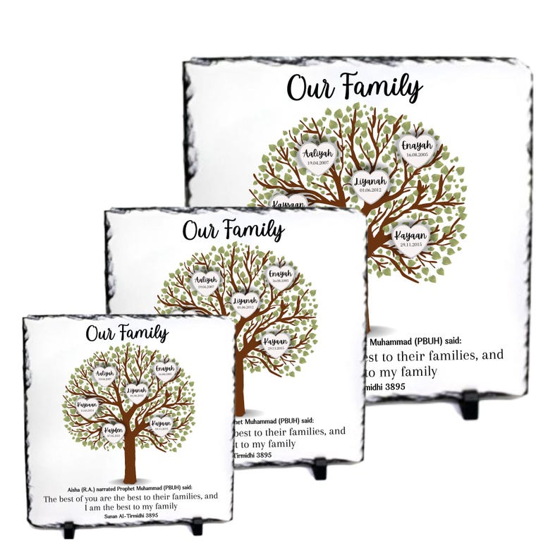 Personalized Family Tree Slate Custom Family Names Art Islamic Family ...