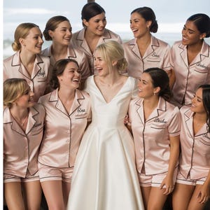 Personalized Bridesmaid Pajama Set, Custom Name Or Monogram Bridesmaid PJs, Bridal Party Pajamas, Bridesmaid Pjs, Bride Pajama, Loungewear