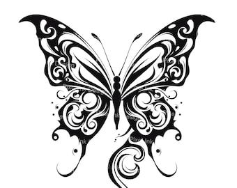 Schmetterling Tattoo Design - Download hochauflösende digitale Kunst PNG transparenten Hintergrund | Druckbare SVG Tattoo Schablone