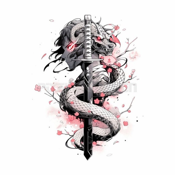 Katana Sword Tattoo Design Download High Resolution Digital Art ...