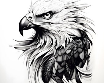 Eagle Tattoo Design - Download High Resolution Digital Art PNG Transparent Background | Printable SVG Tattoo Stencil