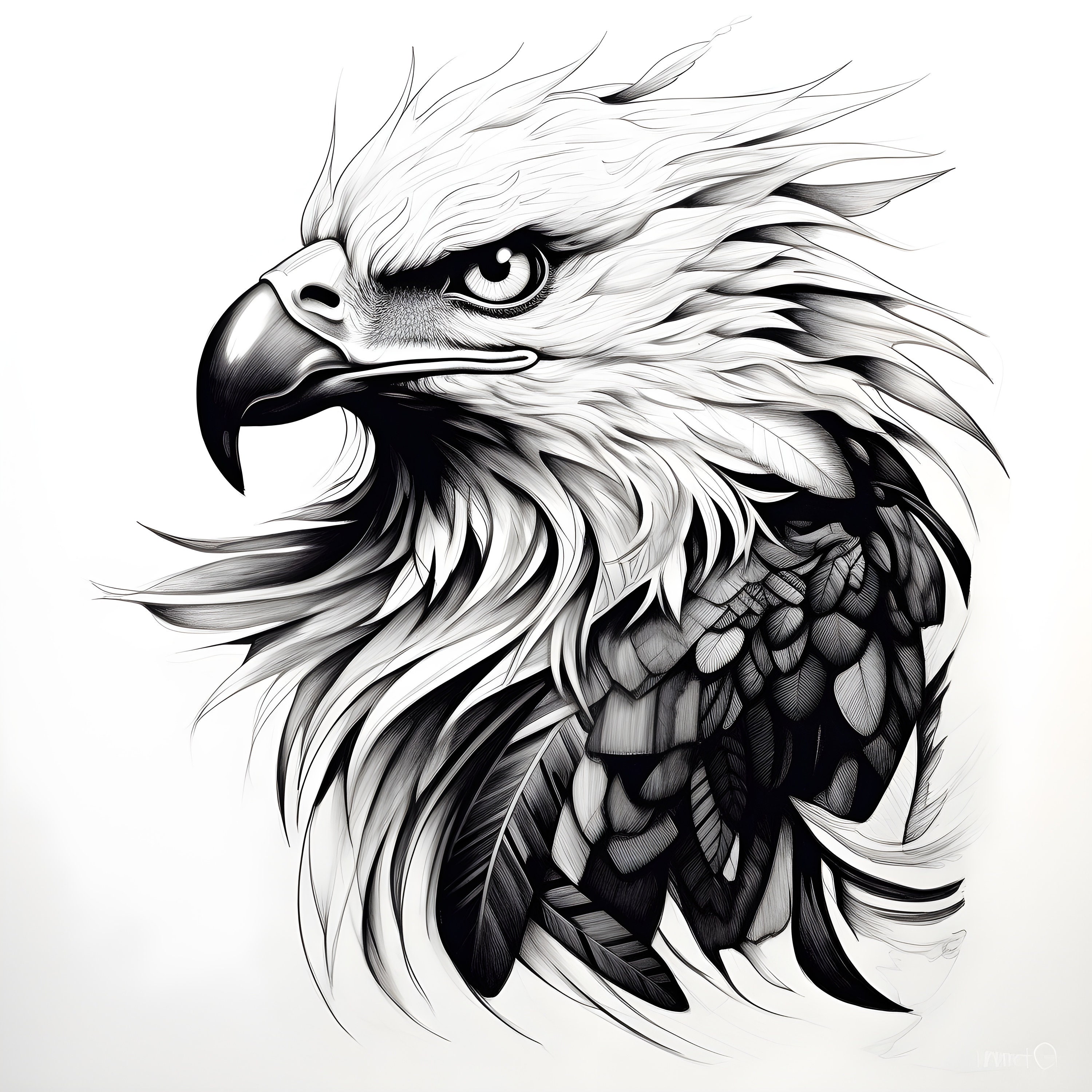 Create a tattoo with wedge tail eagle sketch