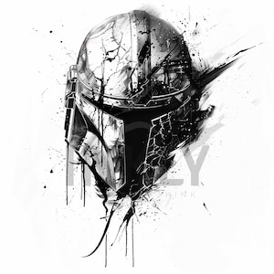 Mandalorian Tattoo Design -  Download High Resolution Digital Art PNG Transparent Background | Printable SVG Tattoo Stencil