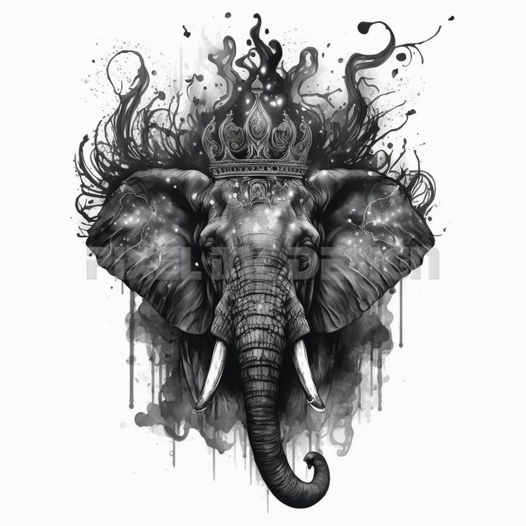 elephant-tattoo-design-download-high-resolution-digital-art-png-transparent-background-printable-svg-tattoo-stencil-etsy