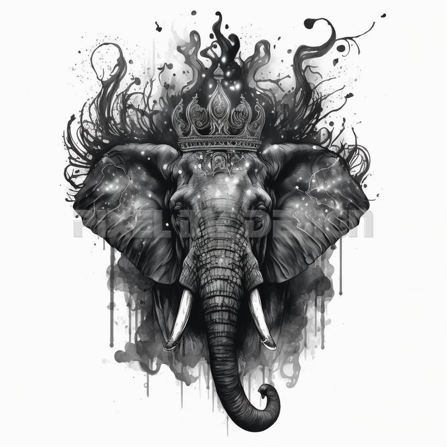 Elephant Tattoo Design Download High Resolution Digital Art PNG Transparent Background Printable SVG Tattoo Stencil - Etsy