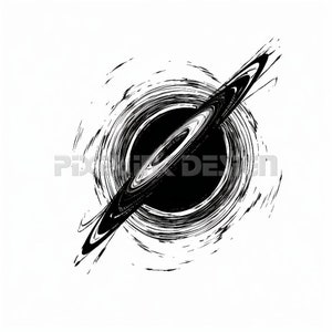 Schwarzes Loch Tattoo Design - Download hochauflösende digitale Kunst PNG transparenten Hintergrund | Druckbare SVG Tattoo Schablone