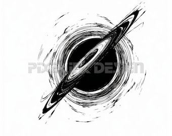 Black Hole Tattoo Design - Download High Resolution Digital Art PNG Transparent Background | Printable SVG Tattoo Stencil