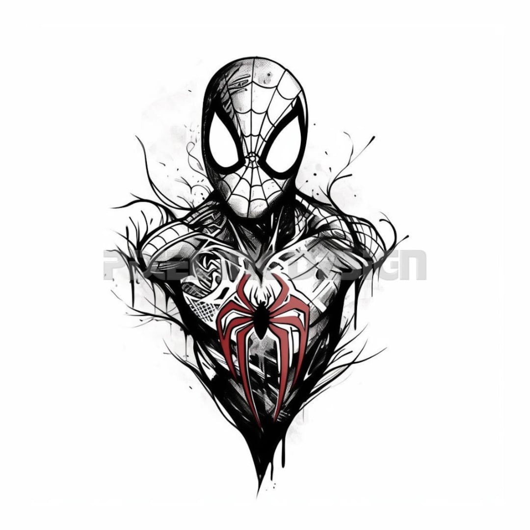 Spiderman Tattoo Design Scarica l'arte digitale ad alta risoluzione PNG  sfondo trasparente / Stencil tatuaggio SVG stampabile -  Italia