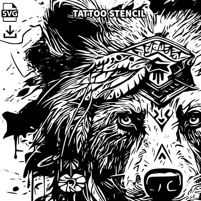 Tribal Bear Tattoo Design Download High Resolution Digital PNG Art on ...