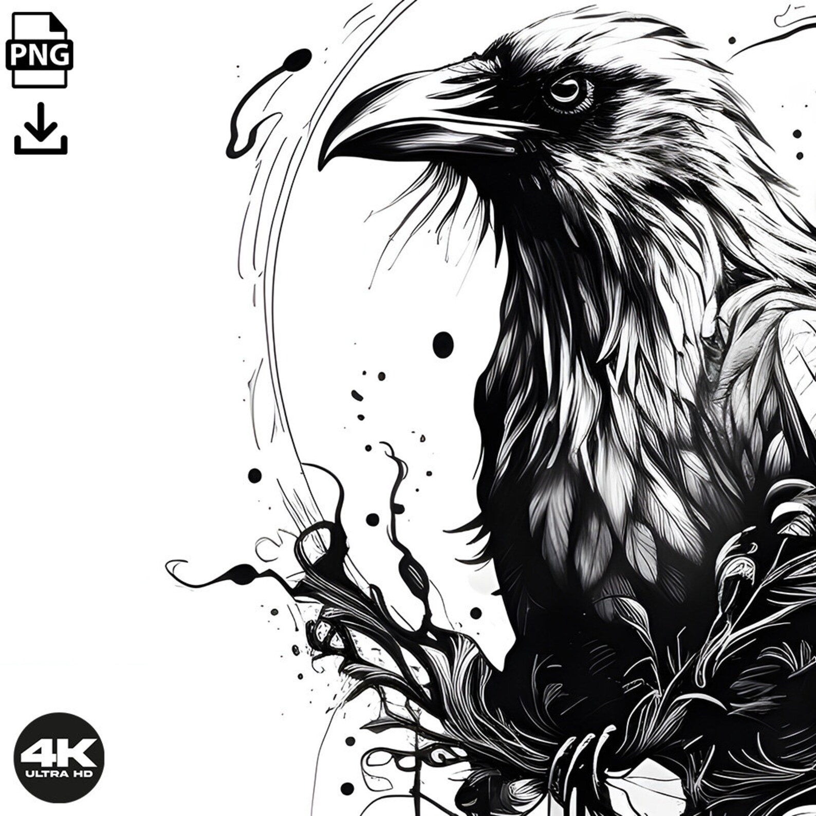 Raven Tattoo Design - Download High Resolution Digital Art PNG ...