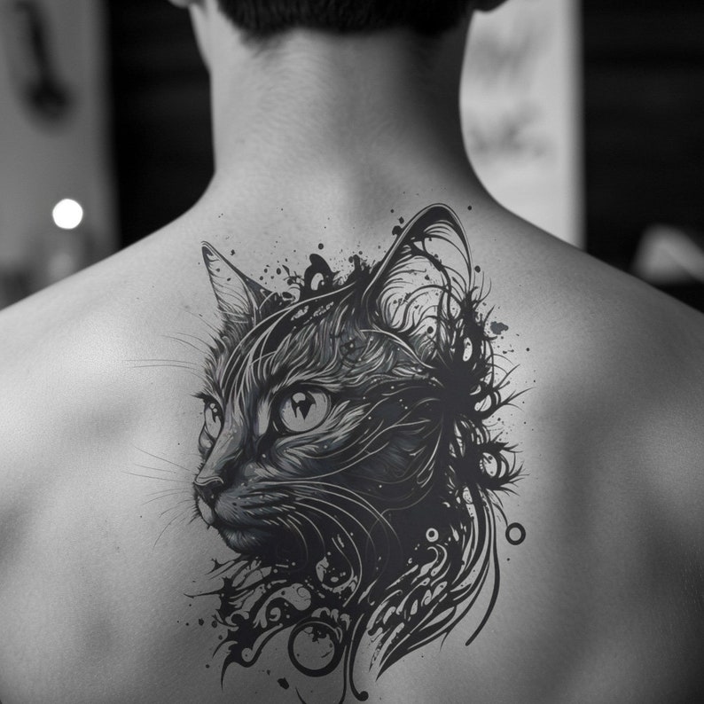 Cat Tattoo Design Download High Resolution Digital Art PNG Transparent ...