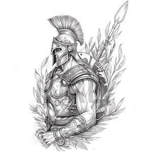 Diseño de tatuaje de Ares, dios de la guerra - Fondo transparente - Descarga un archivo PNG de imagen de alta resolución detallada para tu tatuador