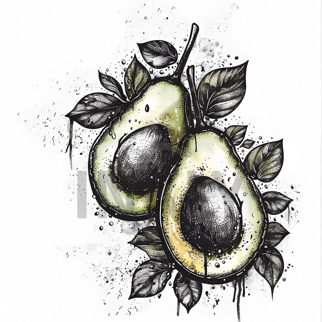 Avocado Tattoo Design - Download High Resolution Digital Art PNG ...