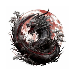 Dragon Tattoo Design - Download High Resolution Digital Art PNG Transparent Background | Printable SVG Tattoo Stencil