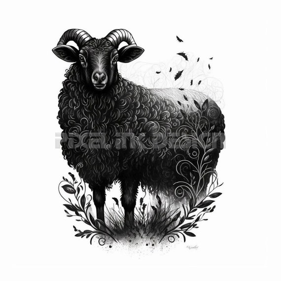 Black Sheep Tattoo Design Download High Resolution Digital PNG Art on White  Background Printable SVG Tattoo Stencil - Etsy