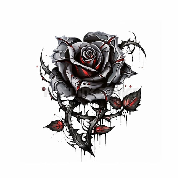 p2u) Gothic Roses Tattoo Design Sticker Clipart by MysticalStock on  DeviantArt