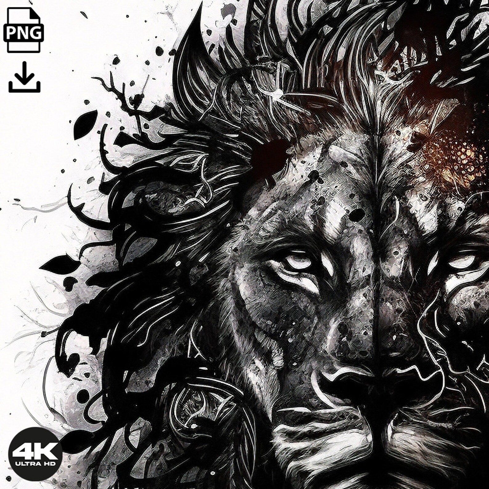 Dark Lion Tattoo Design - Download High Resolution Digital Art PNG ...