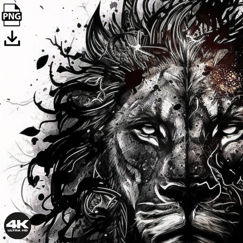 Dark Lion Tattoo Design - Download High Resolution Digital Art PNG ...