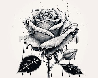 Rose Tattoo Design - Download High Resolution Digital Art PNG Transparent Background | Printable SVG Tattoo Stencil