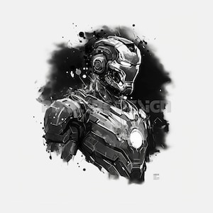 Iron Man Tattoo Design - Download High Resolution Digital Art PNG Transparent Background | Printable SVG Tattoo Stencil