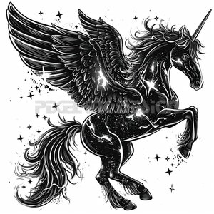 Pegasus Tattoo Design - Download High Resolution Digital Art PNG Transparent Background | Printable SVG Tattoo Stencil