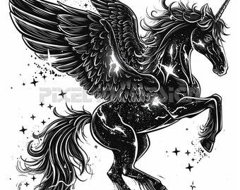 Pegasus Tattoo Design: High-Resolution 4K PNG, SVG Stencil (Digital Download)