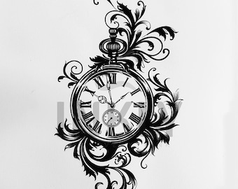 Watch Tattoo Design Download High Resolution Digital Art PNG Transparent  Background Printable SVG Tattoo Stencil - Main Image