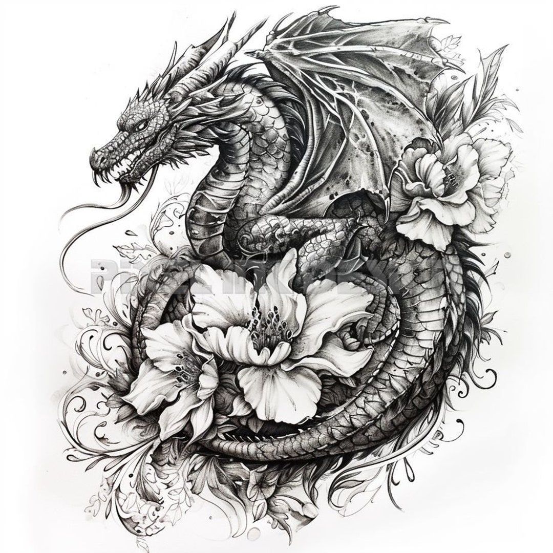dragon-tattoo-design-download-high-resolution-digital-art-png-transparent-background-printable-svg-tattoo-stencil-etsy