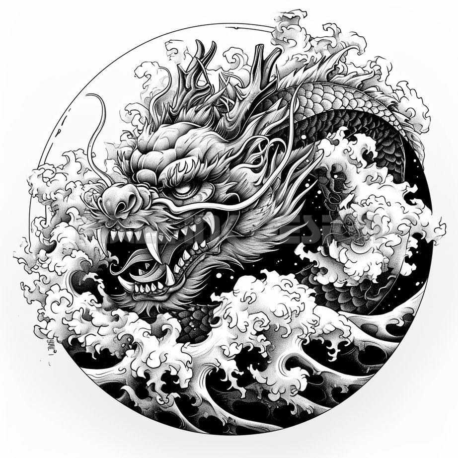 chinese-dragon-tattoo-design-download-high-resolution-digital-art-png-transparent-background-printable-svg-tattoo-stencil-etsy