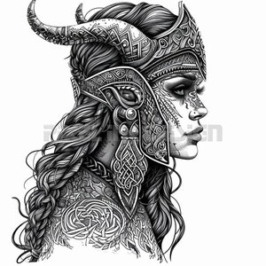 Valkyrie Tattoo Design - Download High Resolution Digital Art PNG Transparent Background | Printable SVG Tattoo Stencil