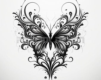Schmetterling Tattoo Design - Download hochauflösende digitale Kunst PNG transparenten Hintergrund | Druckbare SVG Tattoo Schablone