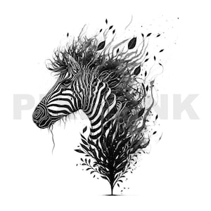 Zebra Tattoo Design - Download High Resolution Digital Art PNG Transparent Background | Printable SVG Tattoo Stencil