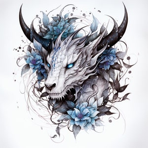 Dragon Tattoo Design - Download High Resolution Digital Art PNG Transparent Background | Printable SVG Tattoo Stencil