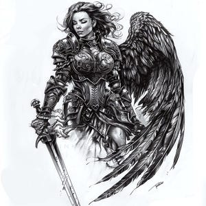 Angel Tattoo Design - Download High Resolution Digital Art PNG Transparent Background | Printable SVG Tattoo Stencil