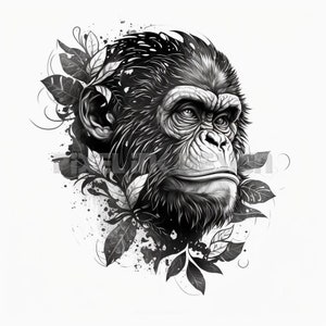 Ape Tattoo Design - Download High Resolution Digital Art PNG Transparent Background | Printable SVG Tattoo Stencil
