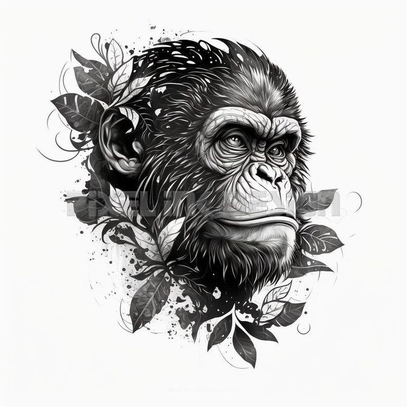 Ape Tattoo Design Download High Resolution Digital PNG Art on White ...