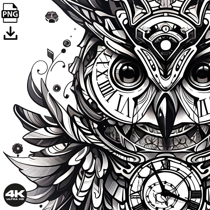 Timeless Owl Tattoo Design - Download High Resolution Digital Art PNG ...