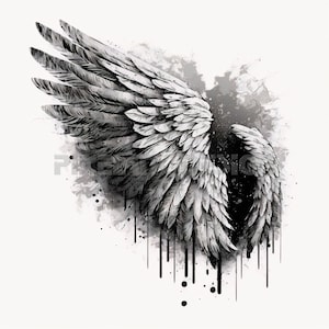 Angel Wings Tattoo Design - Download High Resolution Digital Art PNG Transparent Background | Printable SVG Tattoo Stencil