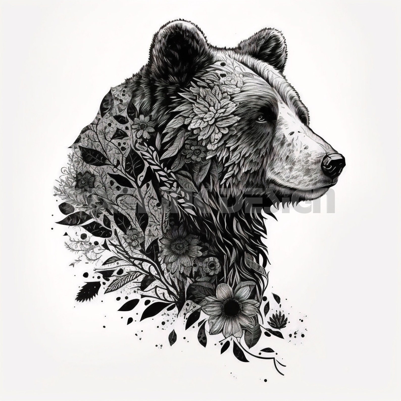 Bear Tattoo Design Download High Resolution Digital Art PNG Transparent ...