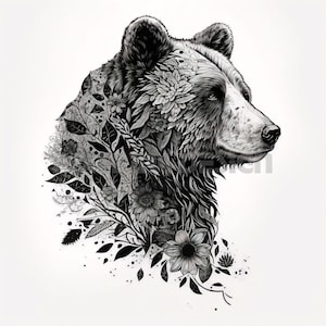 Desenho de tatuagem de urso - Baixe Arte digital de alta resolução PNG Fundo transparente | Estêncil de tatuagem SVG para impressão
