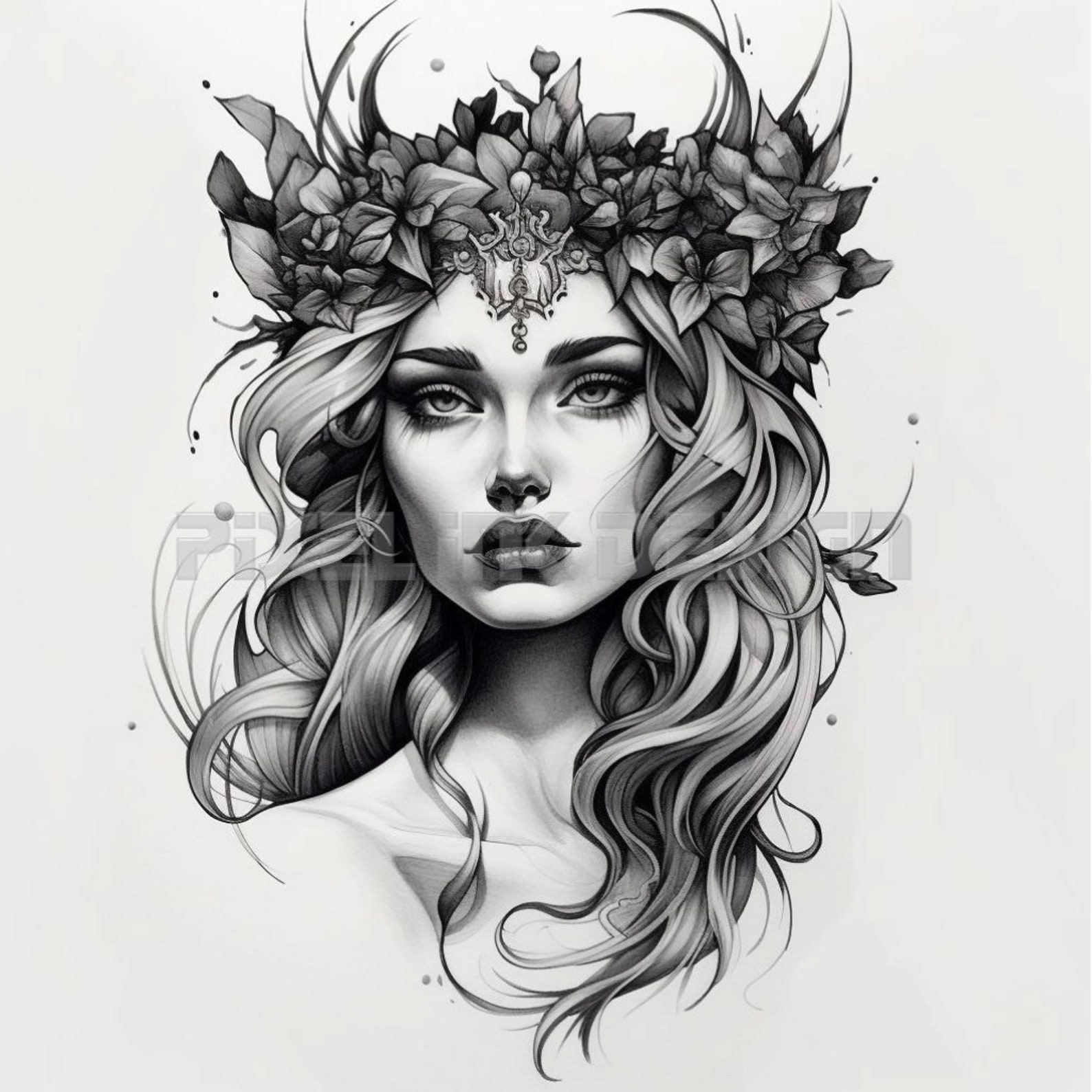 Aphrodite Goddess of Love and Beauty Tattoo White Background Download ...