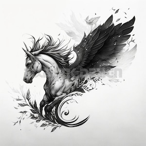 Pegasus Tattoo Design - Download High Resolution Digital Art PNG Transparent Background | Printable SVG Tattoo Stencil