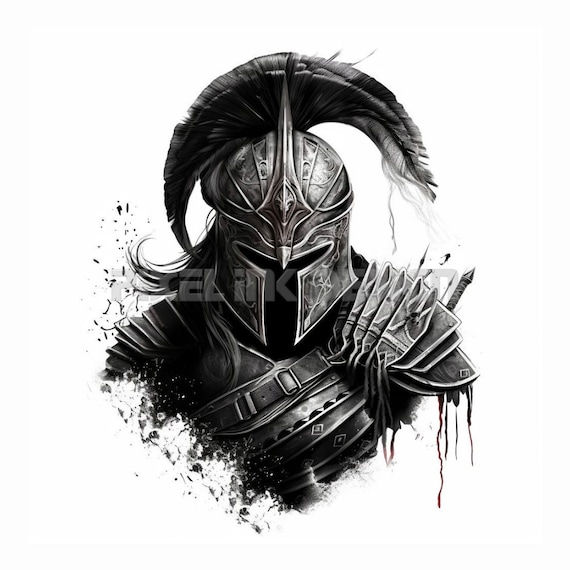 Spartan Warrior Tattoo Design Download High Resolution Digital PNG Art on  White Background Printable SVG Tattoo Stencil - Etsy