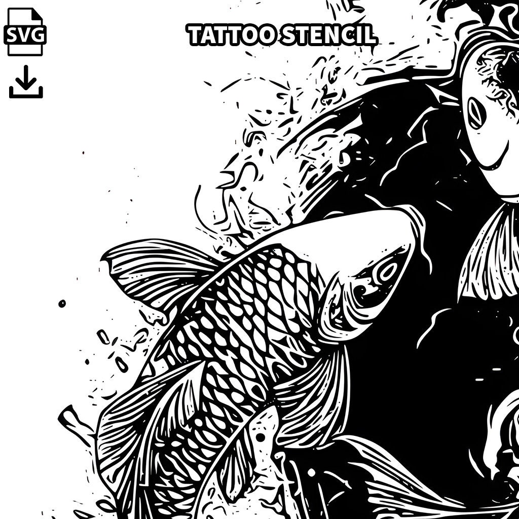 Koi Fish Tattoo Design: High-resolution Digital Art (PNG, SVG) - Etsy Israel, image size:1024x1024